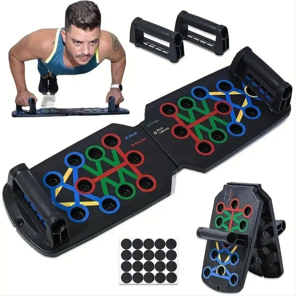 Push Up Board - 持ち運び可能な多機能プッシュアップボードセット。ハンドル付きで、折りたたみ可能。胸、腹、腕、背中のトレーニングに最適なフィットネス器具。