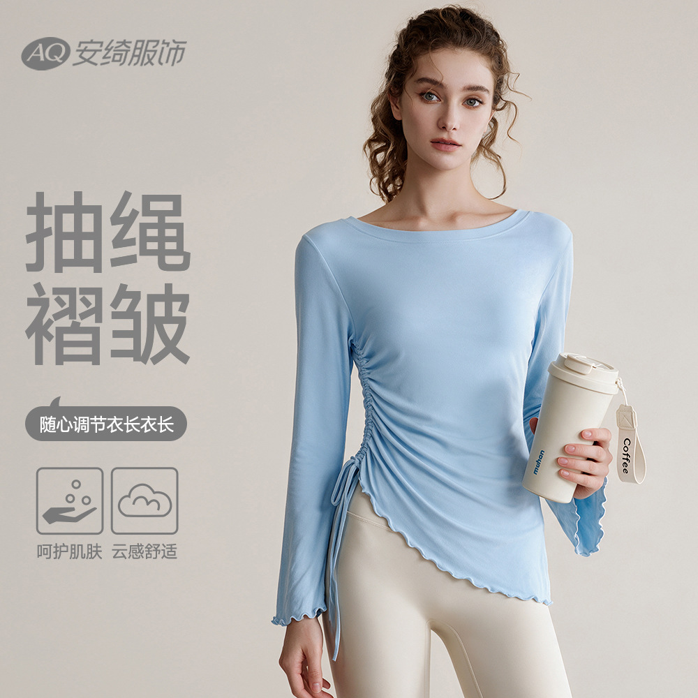 女性用フィットネススーツ、ドローストリング付きプリーツデザイ - Yoga Fitness Training のレビューと価格