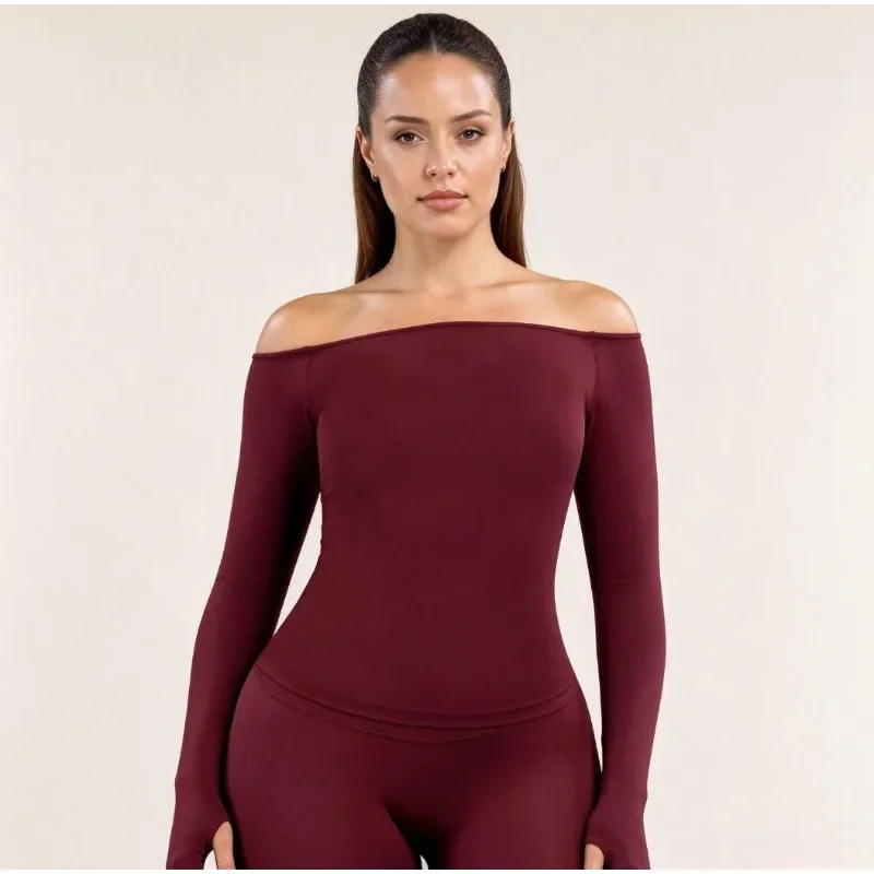 女性用、オフショルダー、長袖、ヨガトップス、速乾性、スポーツ - Yoga Of Fitness のレビューと価格