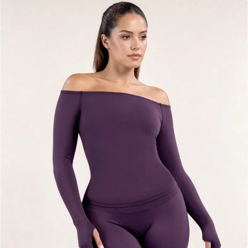 女性用、オフショルダー、長袖、ヨガトップス、速乾性、スポーツ - Yoga Of Fitness のレビューと価格