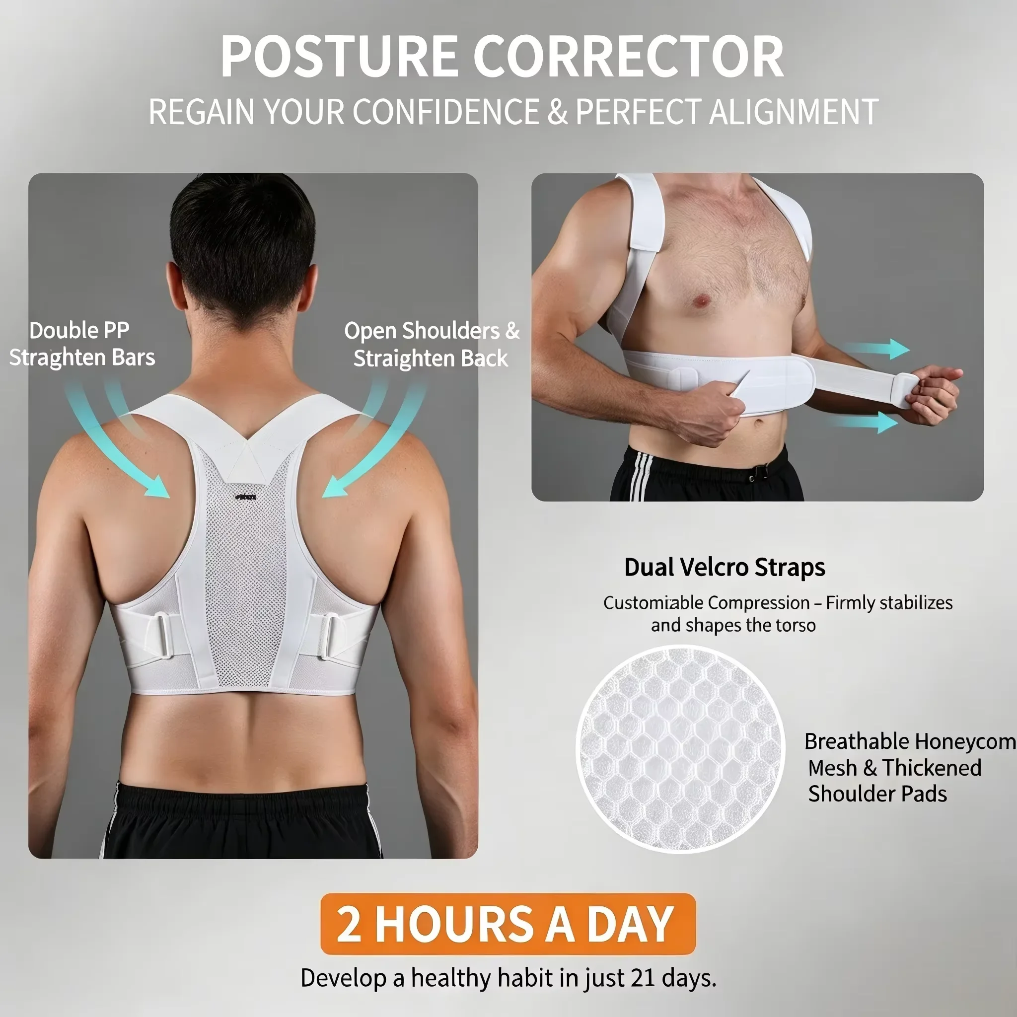 VBOSI調整可能な姿勢矯正器、通気性メッシュバックショルダ - Posture Corrector Back のレビューと価格
